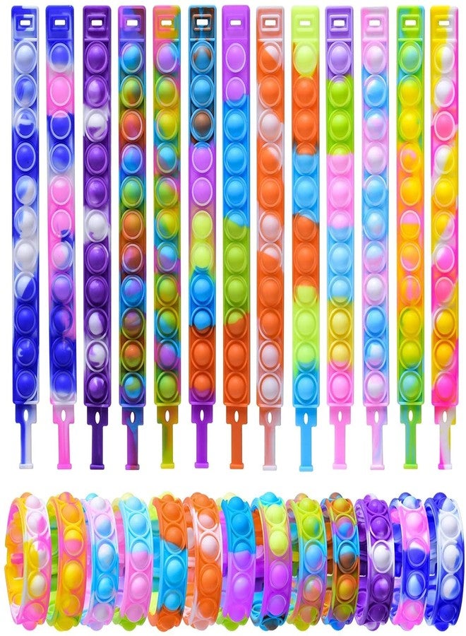 GR DESIGN® Pop it Band for Kids Children Band Hand Bracelet Multicolor Rainbow Colors Rubber Band - Set of 12 - Image 1